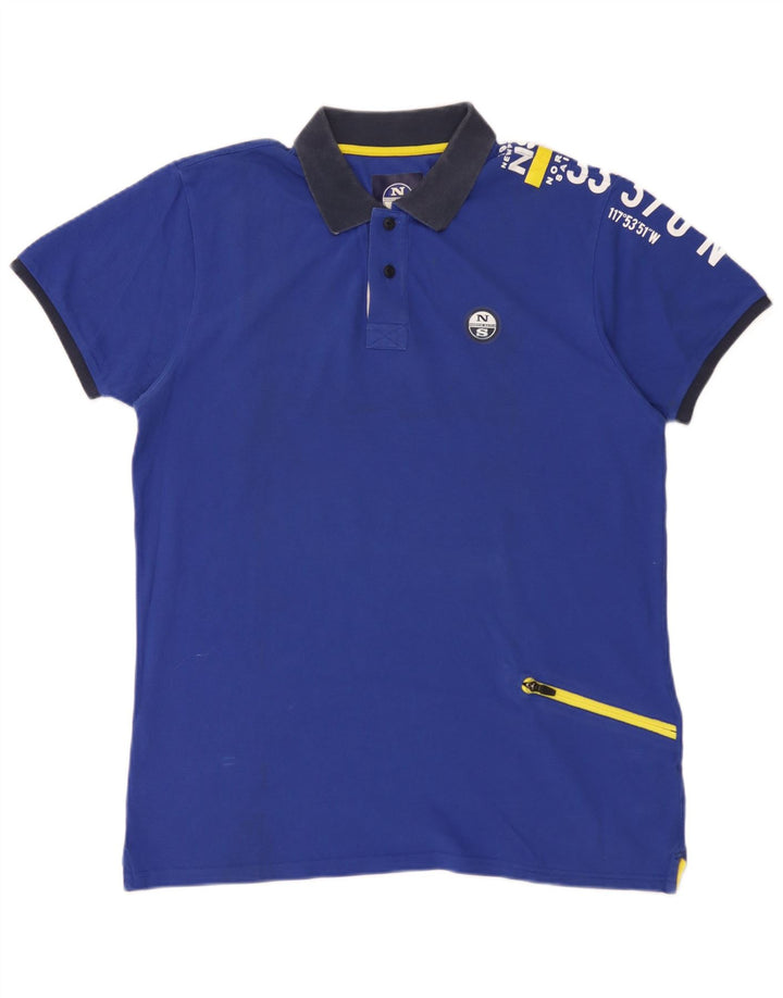 Polo grafica da uomo North Sails XL in cotone blu