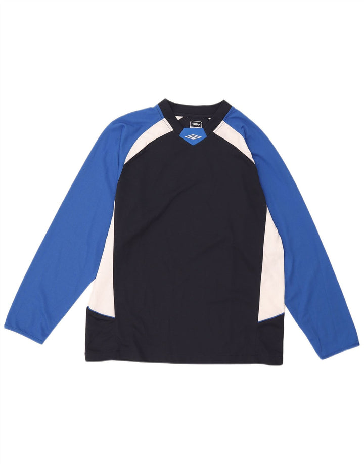 Umbro Top da uomo a maniche lunghe in poliestere color block medio blu navy