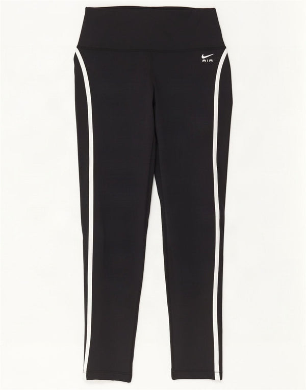 Nike Womens Dri Fit Graphic Crop Leggings UK 12 Medium Black Polyester