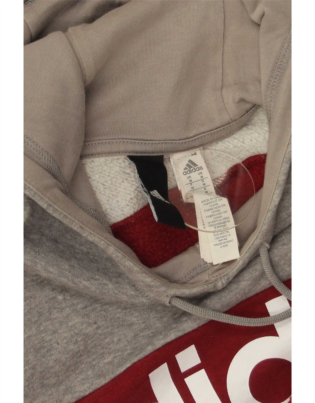Felpa con cappuccio grafica da uomo Adidas, cotone color block rosso medio