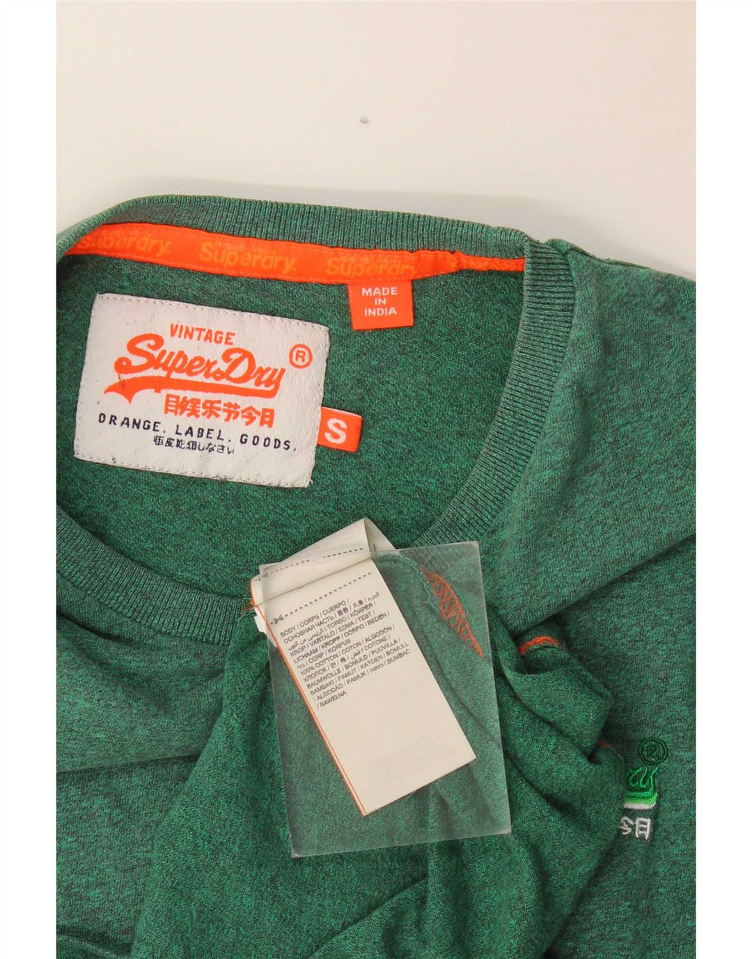 T-shirt da uomo Superdry Top Small in cotone chiazzato verde