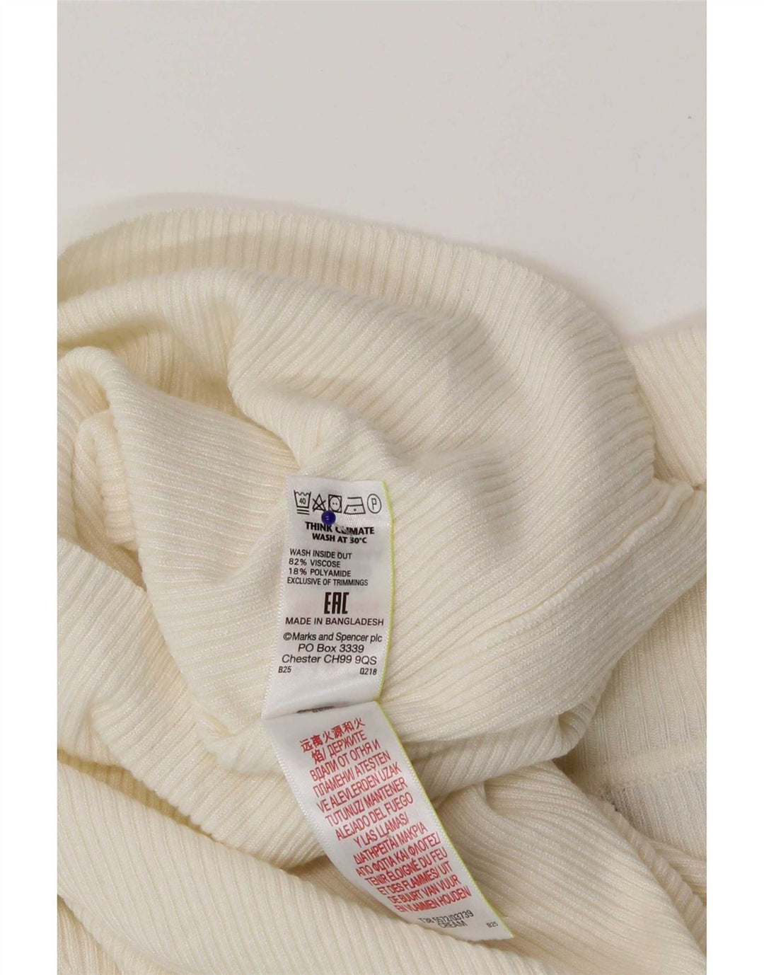 Marks & Spencer Top da donna a maniche lunghe UK 10 Small Off White Viscosa
