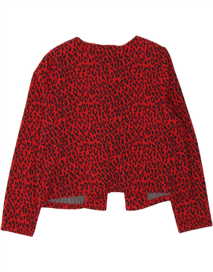 MARKS & SPENCER Womens Bolero Jacket UK 14 Large  Red Animal Print Vintage Marks & Spencer and Second-Hand Marks & Spencer from Messina Hembry 