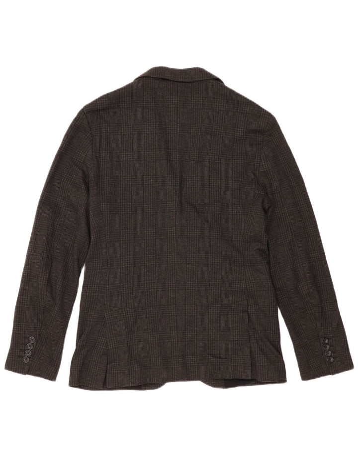 Giacca blazer da uomo a 2 bottoni Zara EU 48 Poliestere a quadri grigio medio