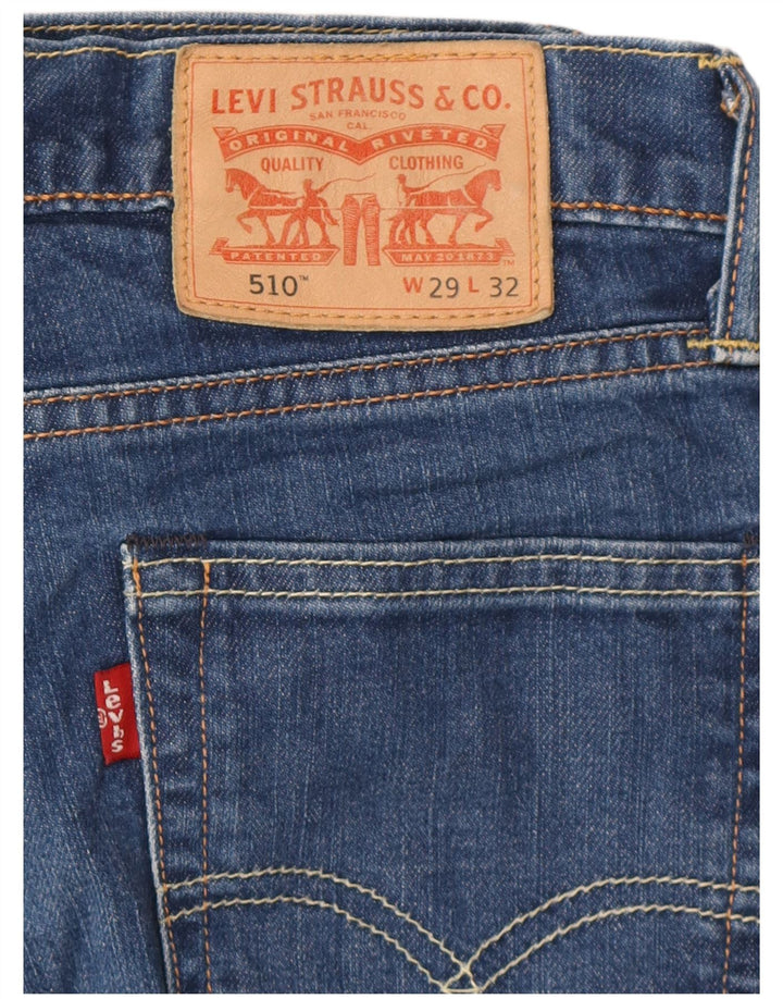 LEVI'S Jeans 510 Slim da Uomo W29 L32 Blu Cotone