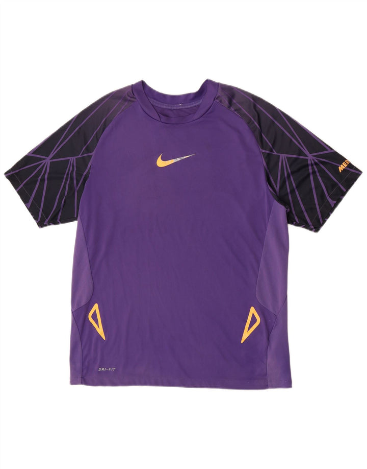 T-shirt Nike Dri Fit da uomo, top in poliestere color block viola medio