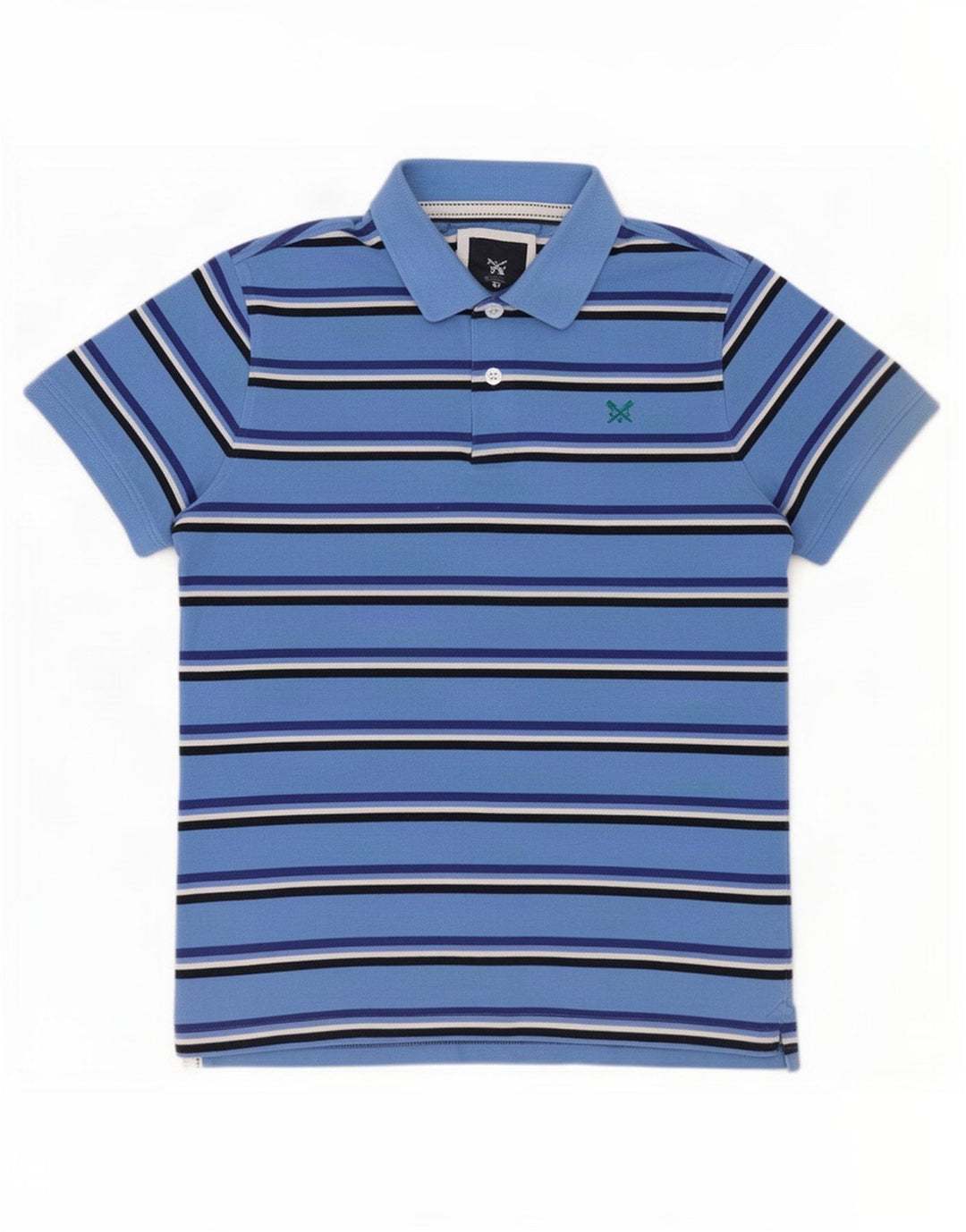 Crew Clothing Polo da uomo in cotone a righe blu medio