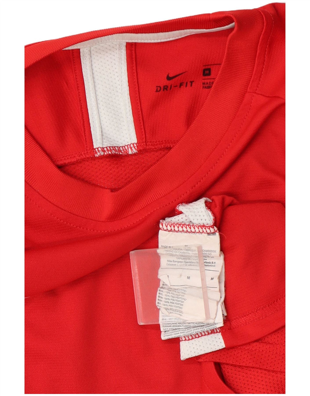 T-shirt Nike da uomo Dri Fit, top in poliestere color block rosso medio