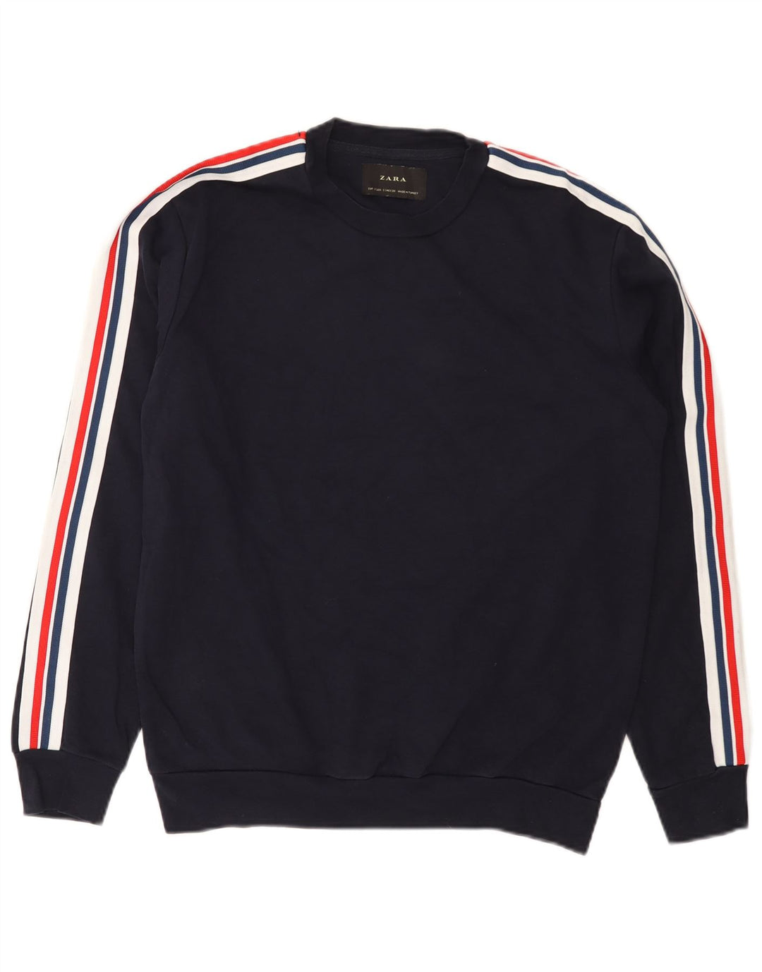 Zara Uomo Felpa Maglione Piccolo Blu Navy Colorblock