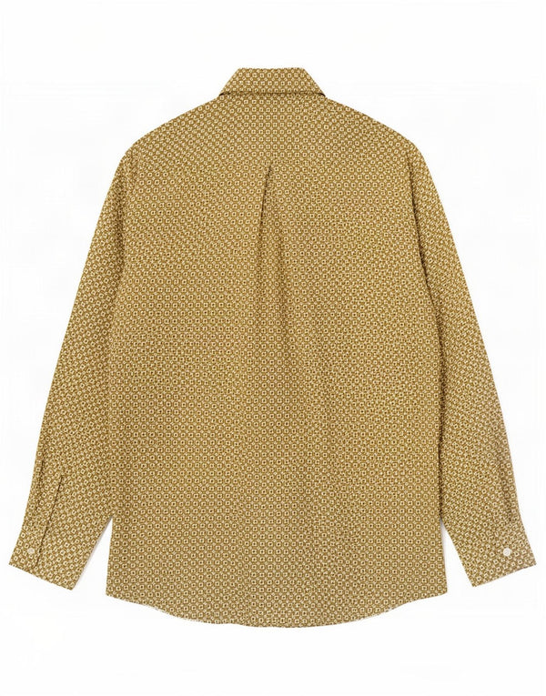 Camicia vintage da uomo vestibilità regolare medio kaki geometrico