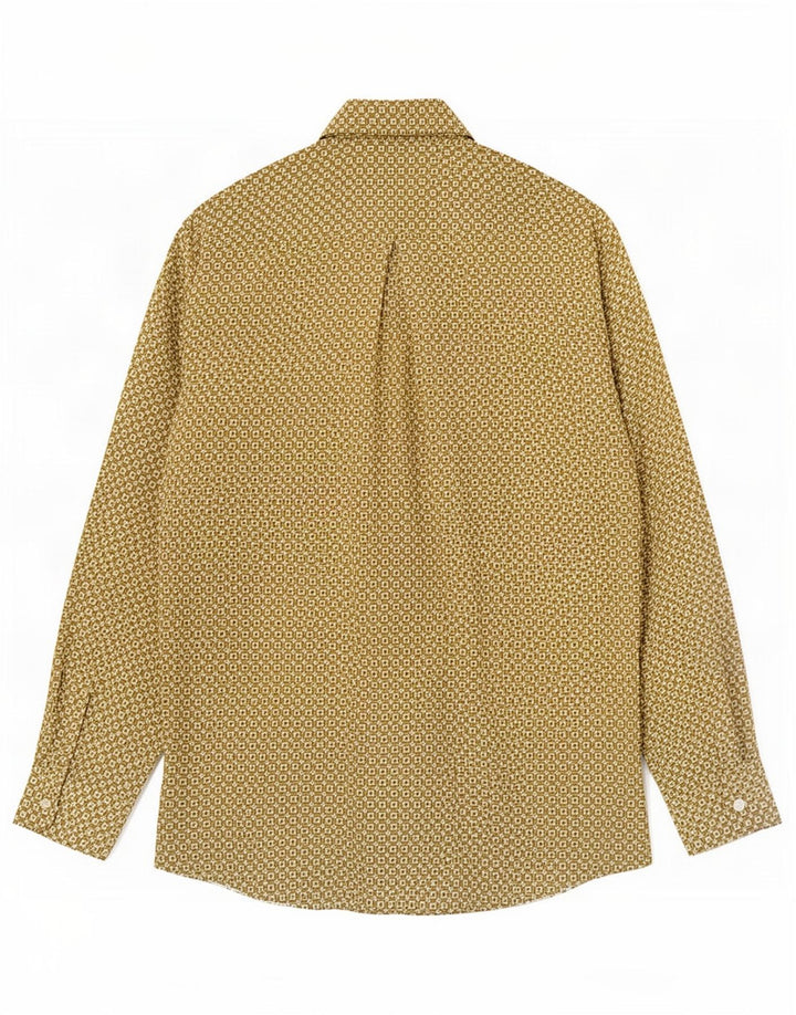 Camicia vintage da uomo vestibilità regolare medio kaki geometrico