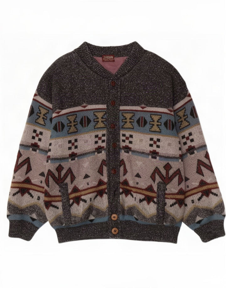 Giubbotto bomber in maglia da uomo Darwin IT 54 2XL Acrilico geometrico grigio