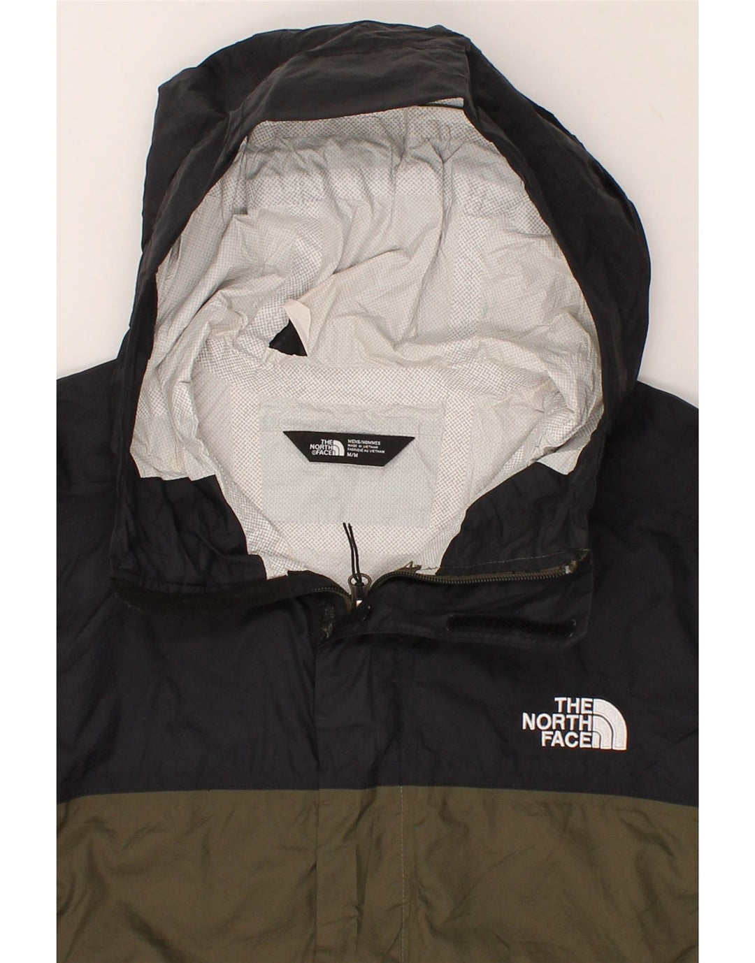 THE NORTH FACE Giacca antipioggia da uomo con cappuccio UK 38 Medium Khaki Colourblock