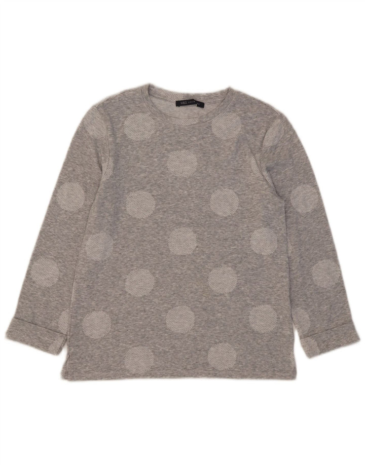 Marks & Spencer Top da donna manica 3/4 UK 8 piccolo poliestere geometrico grigio