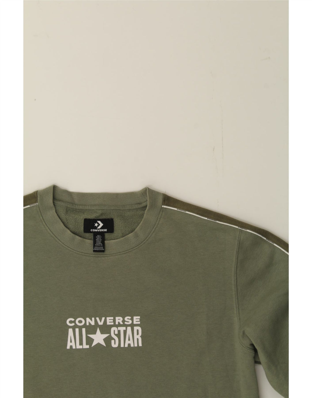 CONVERSE Mens Graphic Sweatshirt Jumper Small Khaki Colourblock Cotton Vintage Converse and Second-Hand Converse from Messina Hembry 