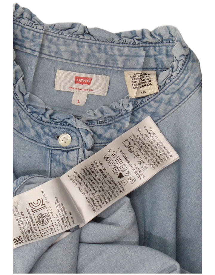 Levi's Camicia in denim da donna con volant sul davanti UK 16 Grande cotone blu