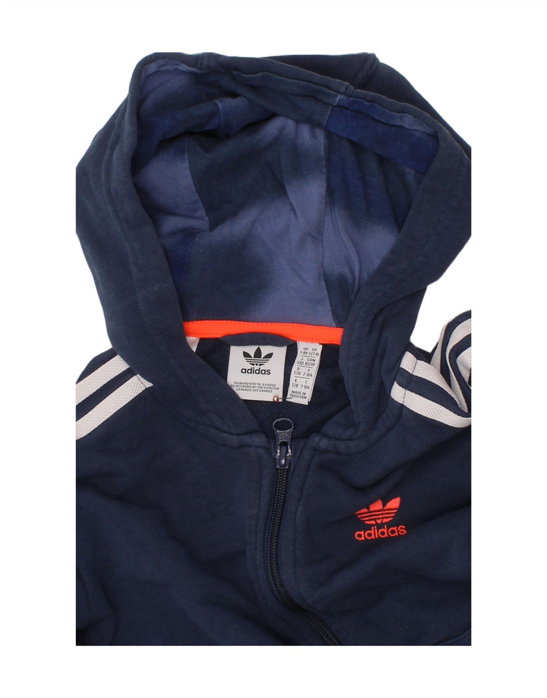 Maglione con cappuccio e zip ADIDAS per ragazzi 7-8 anni in cotone blu navy