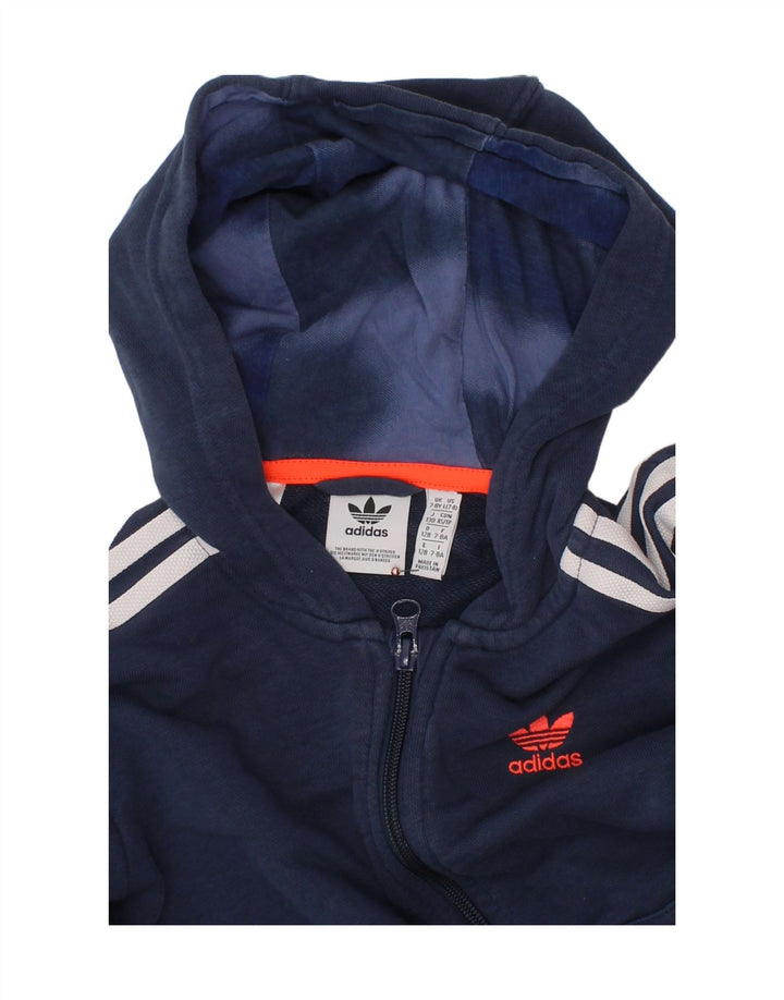 Maglione con cappuccio e zip ADIDAS per ragazzi 7-8 anni in cotone blu navy
