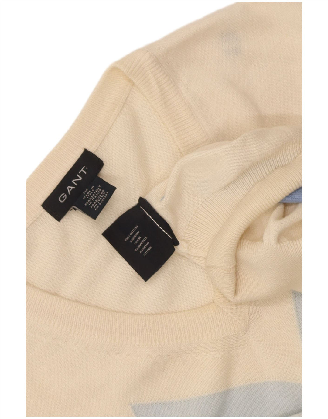 Gant Maglione da uomo con scollo a V in cotone bianco medio a rombi/diamante