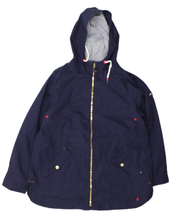 Giacca antipioggia con cappuccio da donna Joules UK 14 grande cotone blu navy
