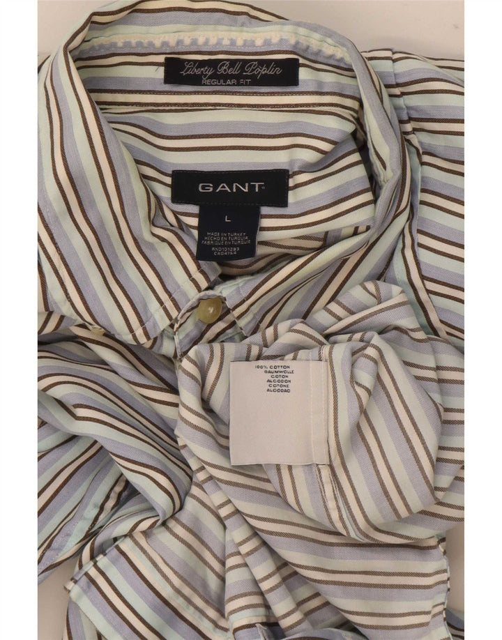 Gant Camicia da uomo vestibilità regolare in cotone a righe grandi blu