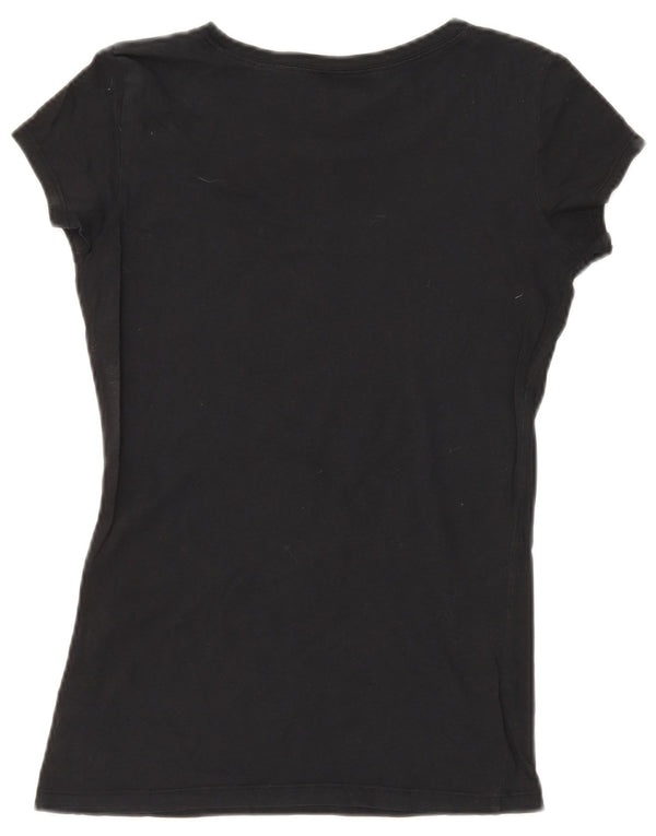 Guess T-shirt grafica da donna Top UK 12 Medium Black Cotton