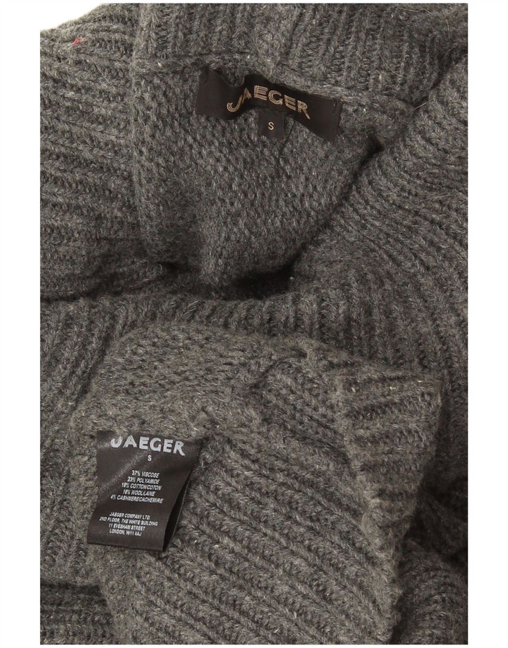 Jaeger Donna Maglione Dolcevita Oversize con Collo Alto UK 10 Piccolo Grigio