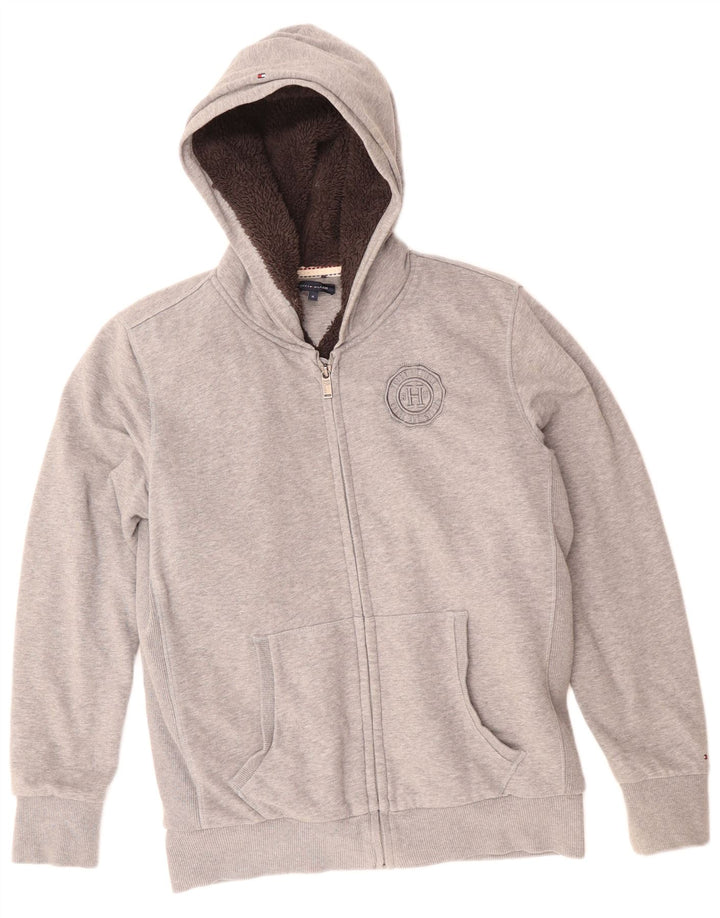 Maglione con cappuccio e zip Sherpa per ragazzi di Tommy Hilfiger 15-16 anni in cotone grigio