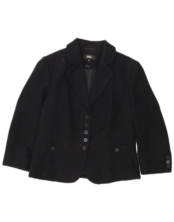 Giacca blazer a 5 bottoni da donna Marks & Spencer UK 14 poliestere nero medio