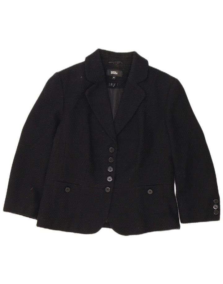 Giacca blazer a 5 bottoni da donna Marks & Spencer UK 14 poliestere nero medio
