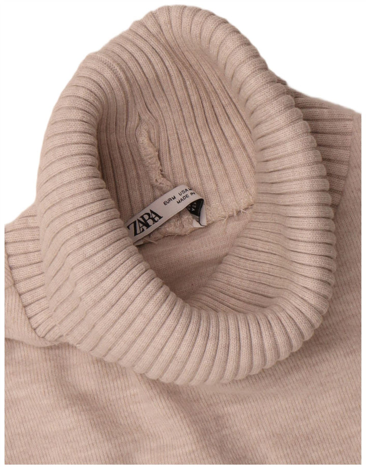 Canotta Zara da donna con collo alto, UK 12, cotone beige medio