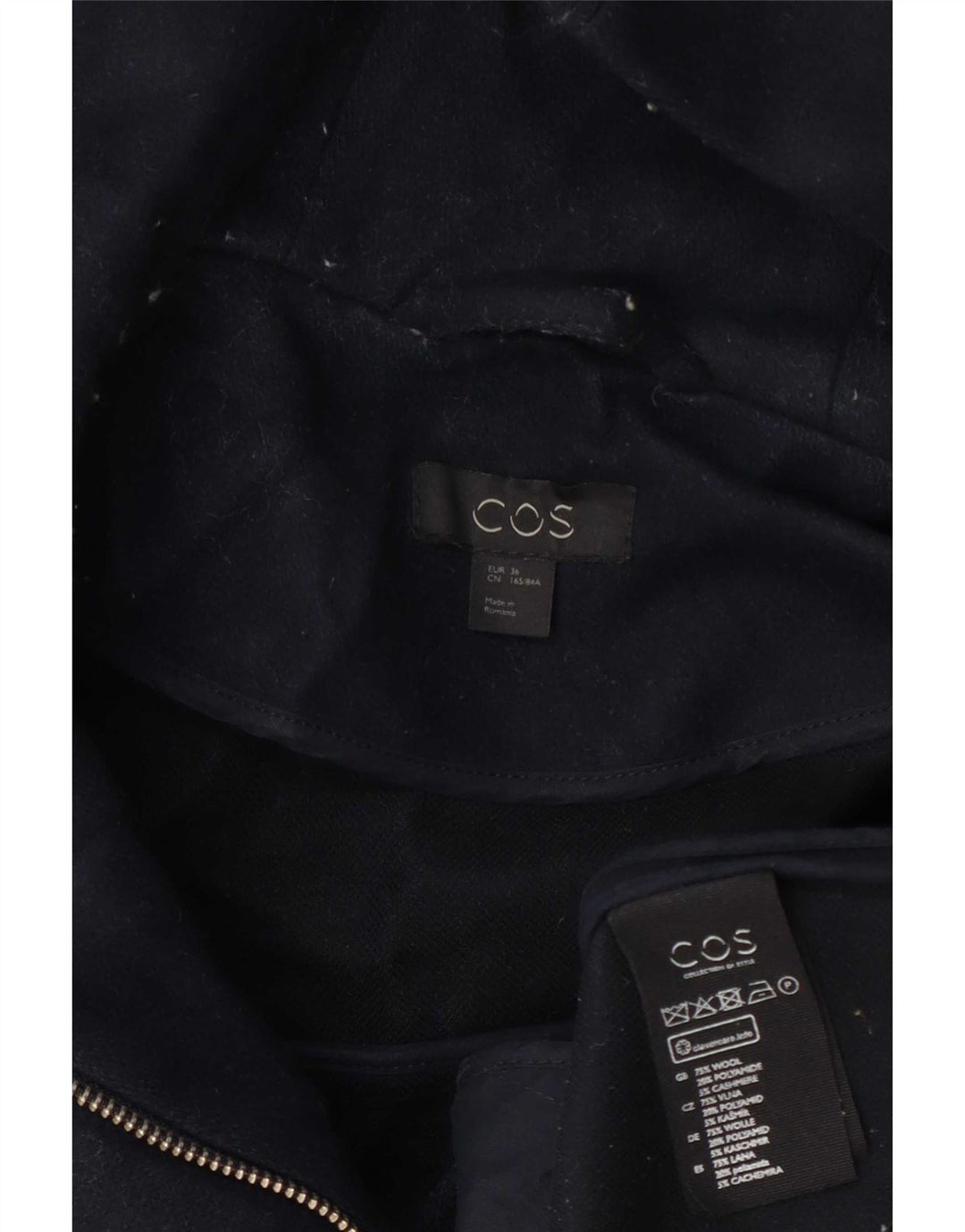 Soprabito con cappuccio da donna Cos EU 36 piccolo in lana blu navy