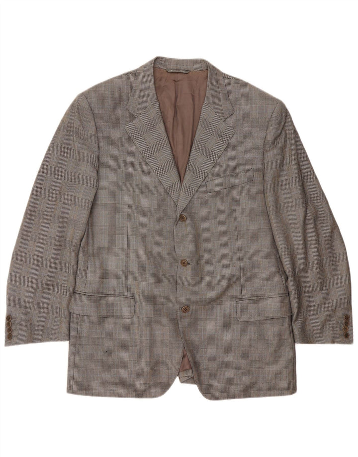 Giacca Blazer 3 Bottoni Canali Uomo IT 54 2XL Lana a quadri Grigi