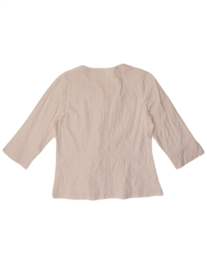 Camicetta vintage da donna a maniche lunghe UK 14 bianca media
