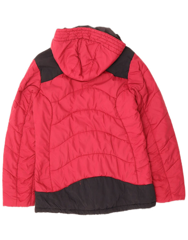 JACK WOLFSKIN Giacca imbottita con cappuccio da donna UK 10 Small Pink Colourblock