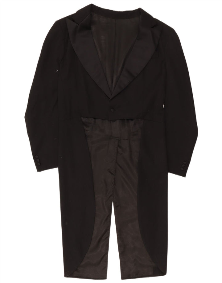 Giacca blazer da uomo vintage a 1 bottone frac UK 36 piccola nera