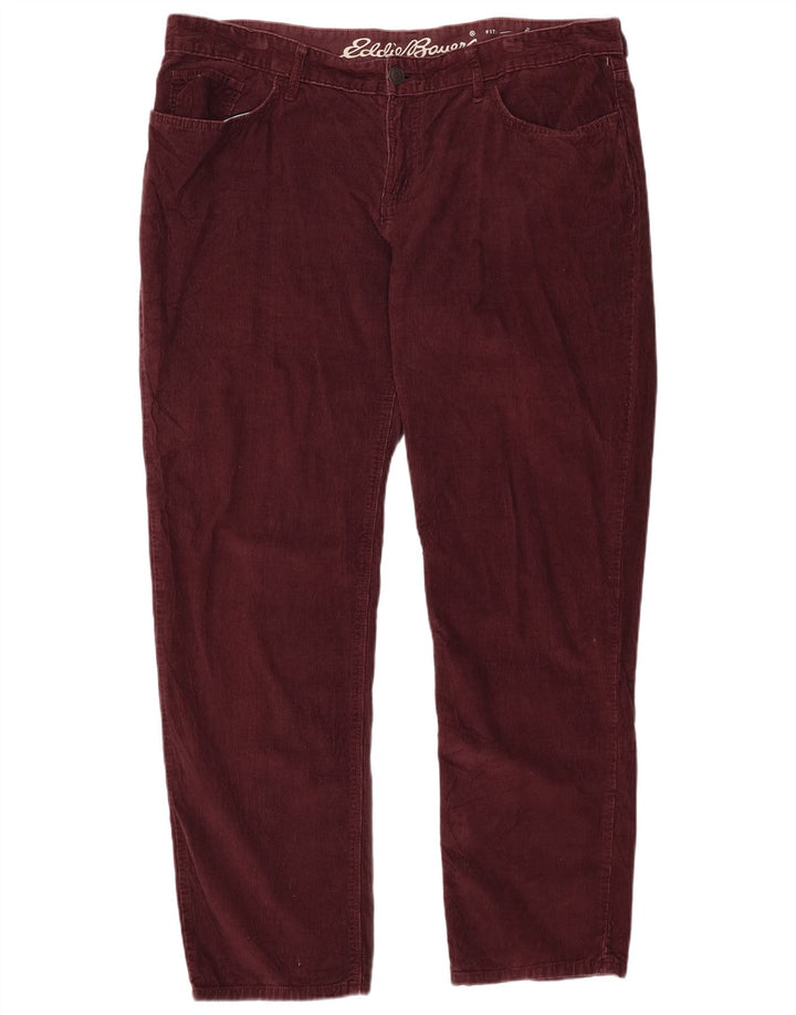 EDDIE BAUER Pantaloni da donna in velluto a coste da fidanzato US 18 2XL W38 L31 Bordeaux