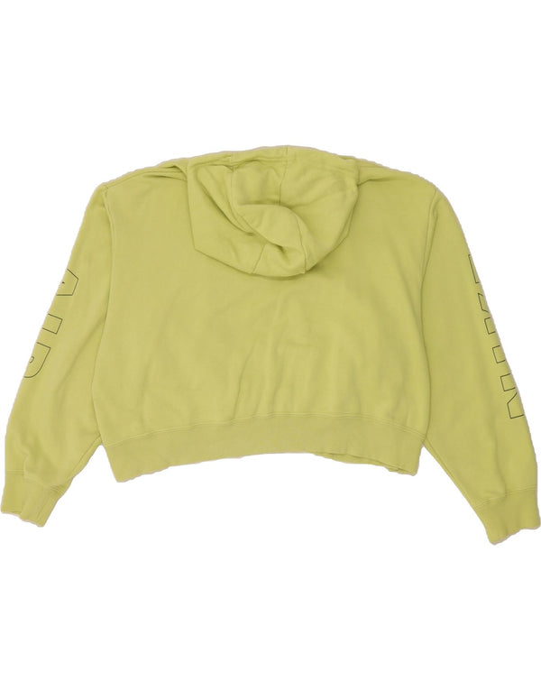 NIKE Felpa con cappuccio grafica oversize corta da donna UK 18 XL Cotone verde