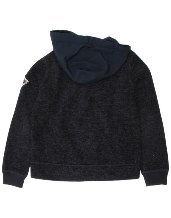 Abercrombie & Fitch Boys Hooded Fleece Jumper 7-8 Years Navy Blue Polyester