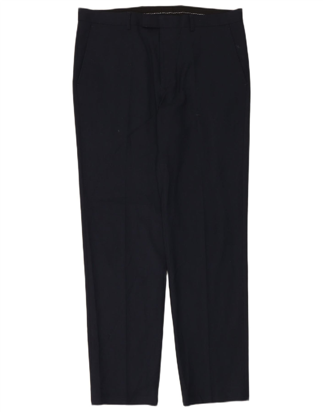 Pantaloni da abito su misura da uomo Marks & Spencer W36 L33 poliestere blu navy
