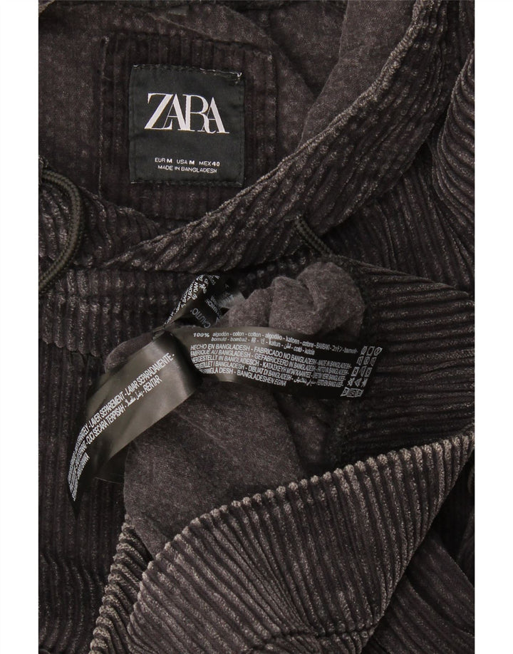 Maglione con cappuccio in velluto a coste da uomo Zara, cotone grigio medio