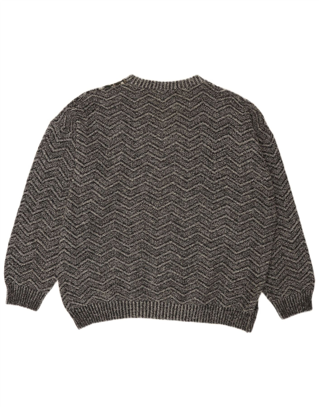 Maglione girocollo da uomo vintage in lana di alpaca patchwork grigio XL