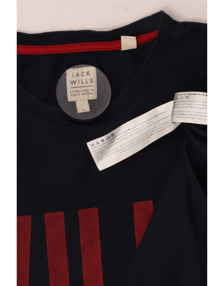 T-shirt grafica da uomo Jack Wills Top grande in cotone blu navy