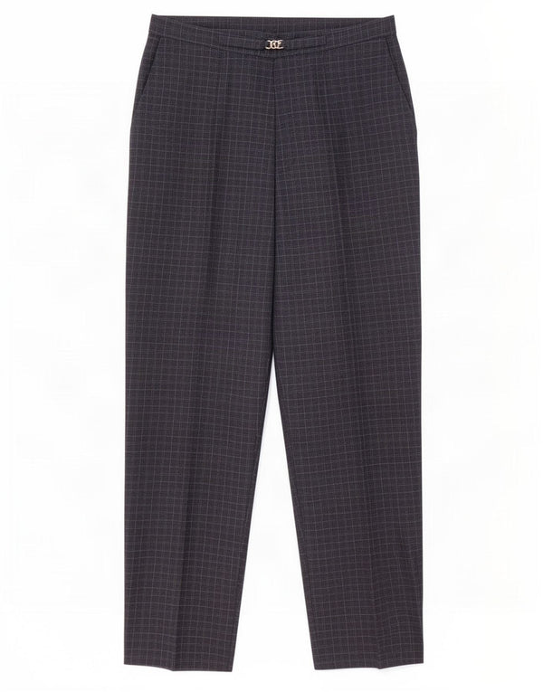 Marks & Spencer Womens Casual Trousers UK 14 Large W32 L27 Navy Blue Check