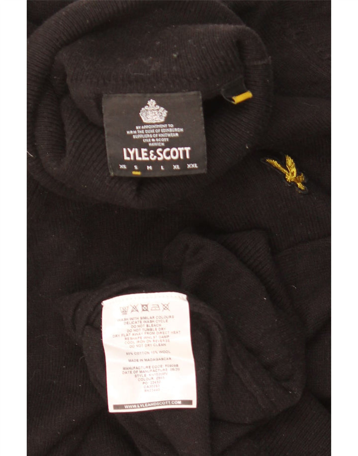 LYLE & SCOTT Maglione da uomo con collo alto e maglione piccolo in cotone nero