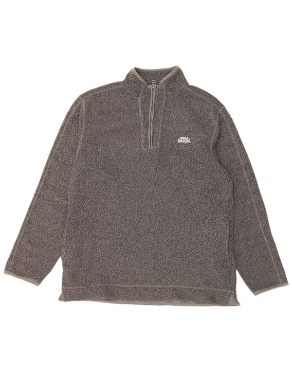 Weird Fish Mens Zip Neck Sweatshirt Jumper Large Grey Flecked Polyester