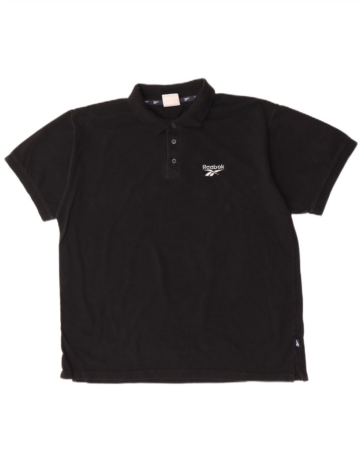 Polo Reebok da uomo grande in cotone nero