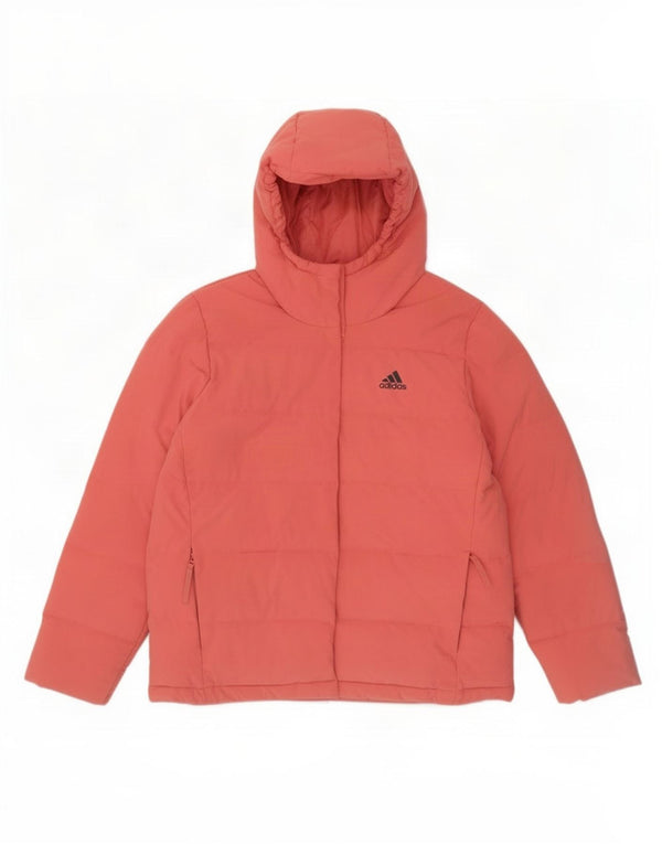 Giacca imbottita con cappuccio da donna Adidas UK 12/14 Poliestere rosa medio