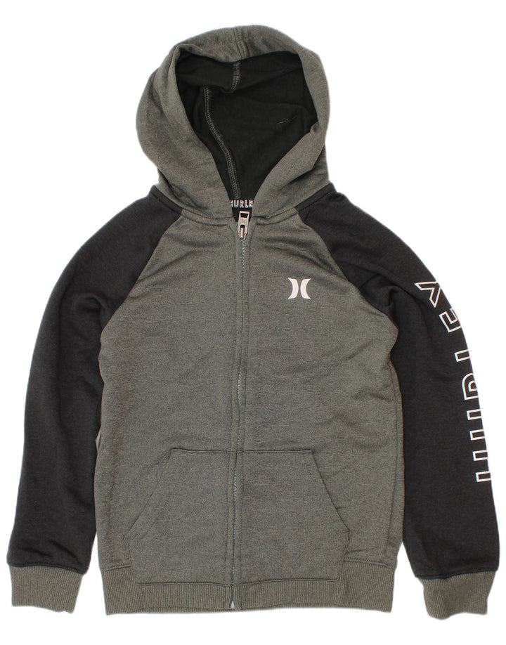 Felpa con cappuccio e zip grafica Hurley per ragazzi 5-6 anni in poliestere color block grigio
