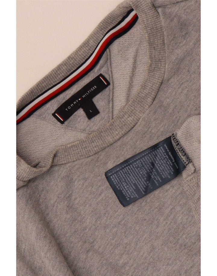 Tommy Hilfiger Felpa grafica da uomo Maglione grande in cotone color block grigio